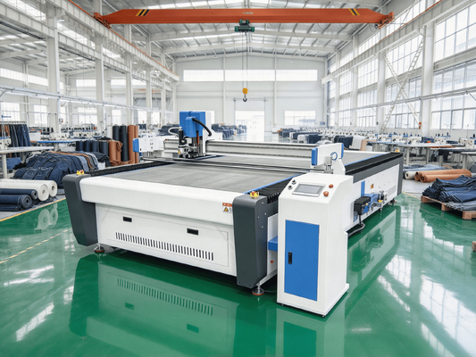เครื่องตัดเสื้อผ้าอัตโนมัติ AC380V เครื่องตัดเครื่องแต่งกาย CNC แบบสั่น